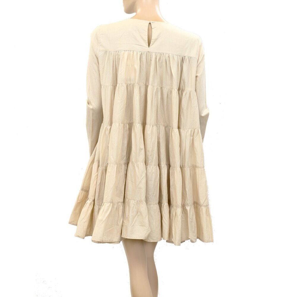 Merlette Soliman Mini Dress Long Sleeve Tiered Flared Swing Cotton M 270443 - Picture 7 of 8